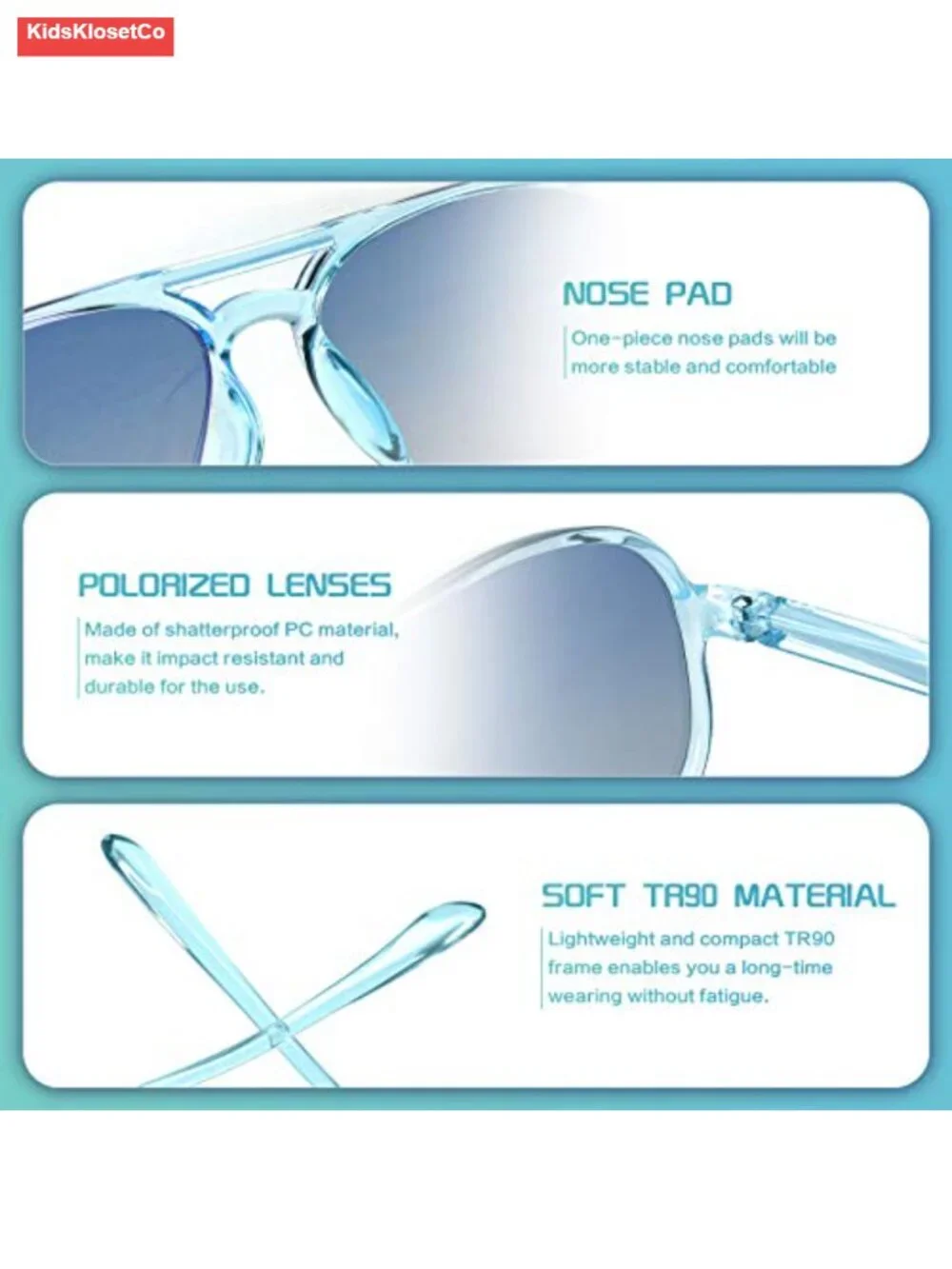 Kids Polarized Sunglasses Aviator Toddler UV400 Protection Flexible Frame TR90